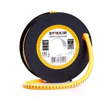 Кабель-маркер "5" для провода сеч.1,5мм , желтый (1000шт в упак)  39091  STEKKER