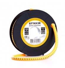 Кабель-маркер "5" для провода сеч.1,5мм , желтый (1000шт в упак)  39091  STEKKER