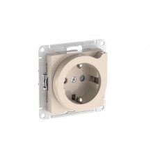 AtlasDesign Бежевый Розетка с заземлением со шторками с выталкивателем,16А,механизм, быстрозажимные клеммы  ATN000247S  SE