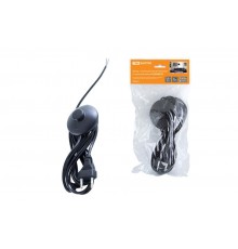Шнур с ножным выключателем и плоской вилкой ШУН01В ШВВП 2х0,75мм2 3,5м. черный  SQ1305-0062  TDM