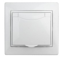 1-203-01 Intro Розетка 2P+E Schuko с крышкой, 16А-250В, IP20, СУ, Plano, белый  Б0027611  Intro