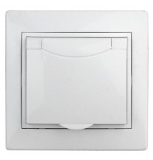 1-203-01 Intro Розетка 2P+E Schuko с крышкой, 16А-250В, IP20, СУ, Plano, белый  Б0027611  Intro