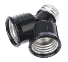 Разветвитель цокольный Е27-2хЕ27 черный  11-8860  Rexant