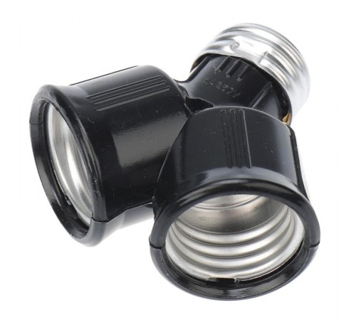 Разветвитель цокольный Е27-2хЕ27 черный  11-8860  Rexant