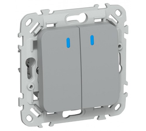 FLITE Переключатель 2-клавишный с индикацией 10А ВС62-1-1-ФлС серый  FI-V22-1-10-1-K03  IEK