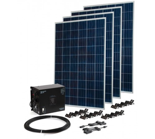 Комплект Teplocom Solar-1500+Солнечная панель 250Вт х4 кабель 10 м MC4 коннекторы  2426  Бастион