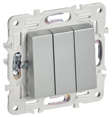 SKANDY Выключатель 3-клавишный 10А SK-V11S серебряный  SK-V30-0-10-K23  IEK