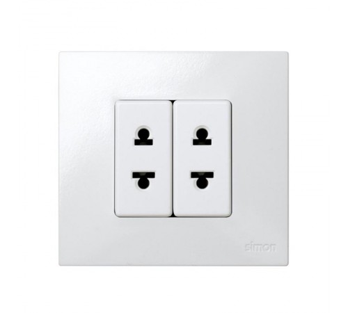 Simon 27 Розетка двухполюсная б/з, евро-американский стандарт, 16А 250В, S27, белый  27438-34  Simon