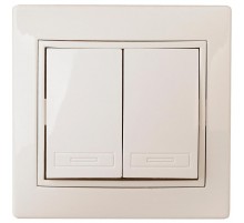 Выключатель двойной, 10А-250В, IP20, СУ, Plano, сл.кость  Б0027602  Intro