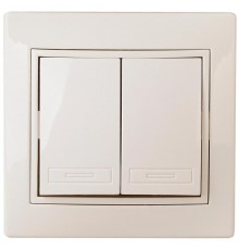 Выключатель двойной, 10А-250В, IP20, СУ, Plano, сл.кость  Б0027602  Intro