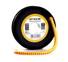 Кабель-маркер "4" для провода сеч.1,5мм , желтый (1000шт в упак)  39090  STEKKER