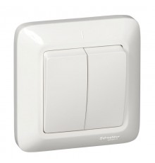 ПРИМА С/У Белый Выключатель 2-клавишный 10А (в сборе) (опт.упак.)  VS5U-218-B  Schneider Electric