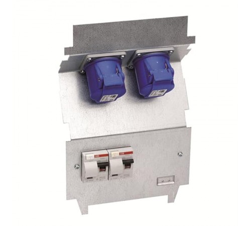 Панель монтажная CWB1-C10A, оцинкованная сталь, 2xCEE 2P+E, 2хВА 10А, ВДТ 30мА, клемма заземления  2CMA177262R1000  ABB