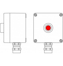 Ex пост управления из алюминия; 1Ex d e IIC T6 Gb X / Ex tb IIIB T80°CDb X / IP66; Кнопка красная,1NC/1NO - 1 шт.; С:ввод D5,5-13мм подбронированный к