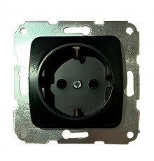 Розетка 1-ая с/з с/у 16А мех. черный Металлик DEA   KR-78-0331  Kranz