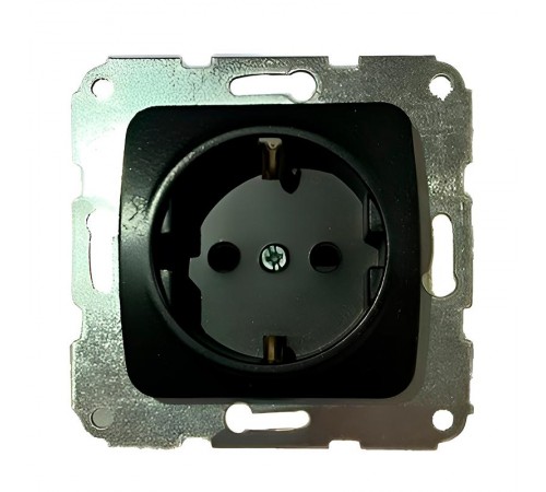 Розетка 1-ая с/з с/у 16А мех. черный Металлик DEA   KR-78-0331  Kranz