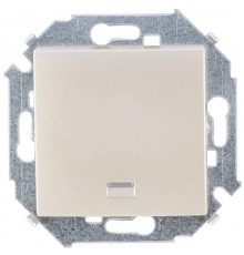 Simon 15 Шампань Выключатель 1-кл кнопочный с подсветкой, 16А 250В, винт. зажим  1591160-034  Simon