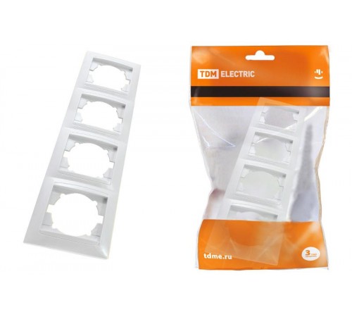 Рамка 4-х постовая вертикальная белая "Лама"   SQ1815-0035  TDM