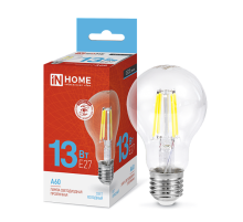 Лампа светодиодная LED-A60-deco 13Вт 230В Е27 6500К 1170Лм прозрачная  4690612035628  IN HOME