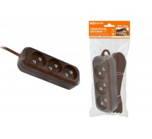 Удлинитель бытовой У3 3 гнезда, 5метров,2П б/з, ПВС 2х0,75мм2 "Эко" (бук) 10А/250В  SQ1303-3202  TDM