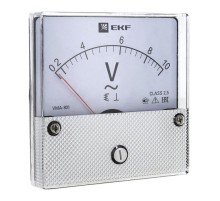 Вольтметр VM-A801 аналоговый на панель 80х80 (круглый вырез) 300В прямое подключение EKF PROxima  vma-801-300  EKF