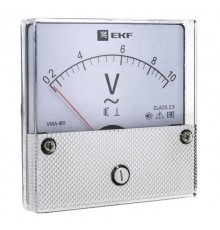 Вольтметр VM-A801 аналоговый на панель 80х80 (круглый вырез) 300В прямое подключение EKF PROxima  vma-801-300  EKF