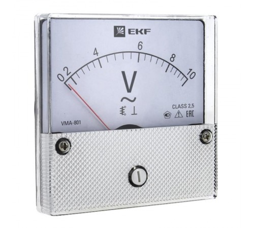 Вольтметр VM-A801 аналоговый на панель 80х80 (круглый вырез) 500В прямое подключение EKF PROxima  vma-801-500  EKF