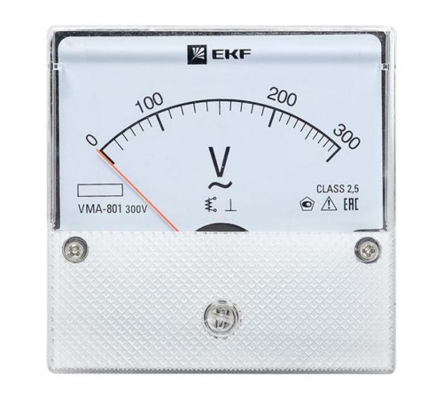 Вольтметр VM-A801 аналоговый на панель 80х80 (круглый вырез) 300В прямое подключение EKF PROxima  vma-801-300  EKF