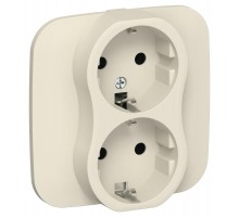 FLITE Розетка 2-ая с заземлением без шторок 16А РС12-0-А-ФлСл сливочный  FI-R21A-16-K86  IEK