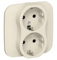 FLITE Розетка 2-ая с заземлением без шторок 16А РС12-0-А-ФлСл сливочный  FI-R21A-16-K86  IEK
