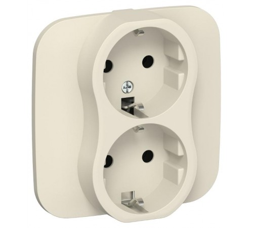 FLITE Розетка 2-ая с заземлением без шторок 16А РС12-0-А-ФлСл сливочный  FI-R21A-16-K86  IEK