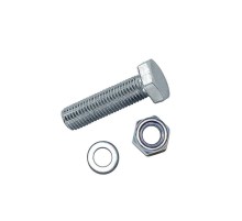 Болт DIN933 с шестигранной головкой оцинк. М10х50 + гайка + шайба (2 шт) - пакет ( 0,103 кг)  112726  Tech-KREP