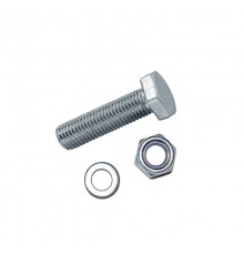Болт DIN933 с шестигранной головкой оцинк. М10х40 + гайка + шайба (2 шт) - пакет ( 0,093 кг)  114055  Tech-KREP