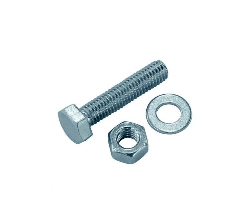 Болт DIN933 с шестигранной головкой оцинк. М10х50 + гайка + шайба (2 шт) - пакет ( 0,103 кг)  112726  Tech-KREP