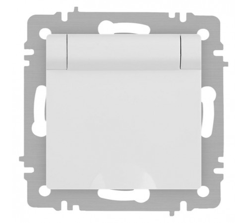 Розетка Intro Accent 6-203-01М 2P+E Schuko с крышкой, 16А-250В, IP20, СУ, белый матовый  Б0063713  Intro