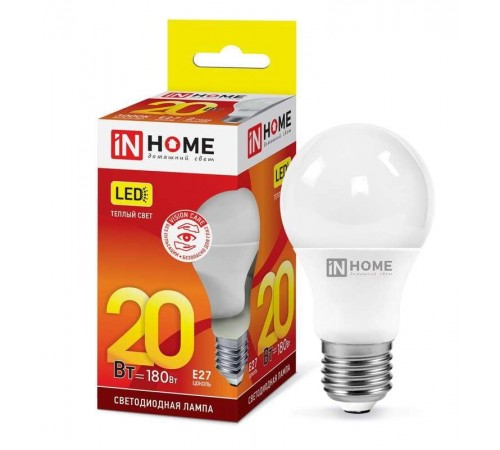 Лампа светодиодная LED-A60-VC 20Вт 230В Е27 3000К 1800Лм  4690612020297  IN HOME