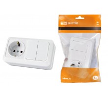 Блок комбинированный выкл. 2-кл. 10А + розетка 2П+З 16А 250В БКВР IP20 белый "Ладога"  SQ1801-0102  TDM