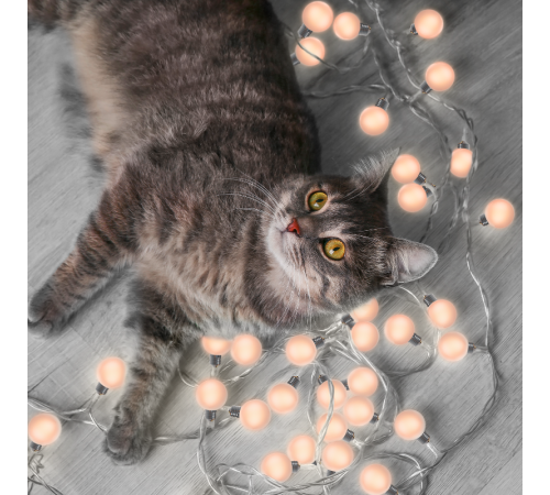 Гирлянда садовая на солнечной батарее 20 LED ламп Большие Шары Белый свет Solar, 1/12  GS034  Gauss