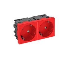 Розетка силовая 33° двойная 2х2К+З Modul45connect, со шторками, 16А 250В красная  6120489  OBO Bettermann