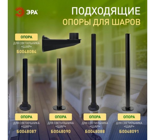 Светильник садово-парковый НТУ 02-60-252 без опоры, шар прозрачный призма D=250 mm  Б0048053  ЭРА