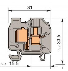 Клемма DR4/8.P.ADO ADO 4мм.кв. земля, мини, DIN2  1SNA299632R0500  TE