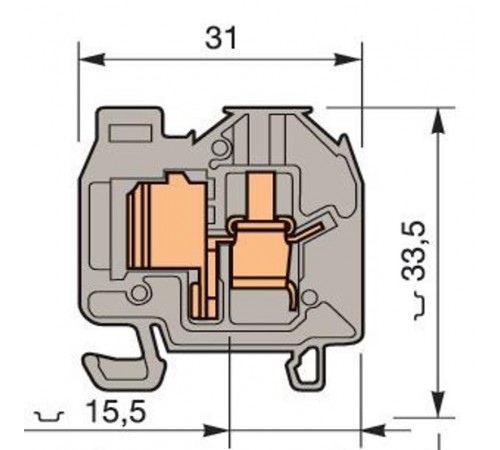 Клемма DR4/8.P.ADO ADO 4мм.кв. земля, мини, DIN2  1SNA299632R0500  TE