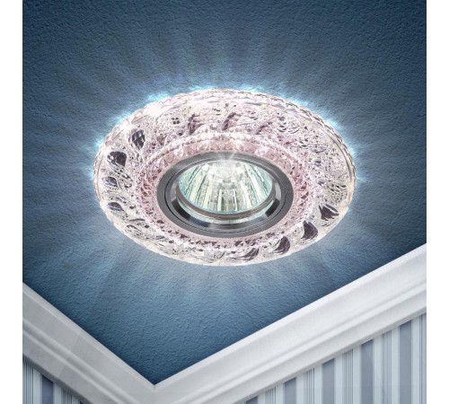 Светильник точечный встраиваемый под лампу DK LD18 MR16 50Вт GU5.3 розовый с подсветкой  Б0028068  ЭРА