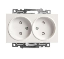 Розетка 2-местная с защитной шторкой (механизм) б/з, 250В, 10А, серия Катрин, GLS10-7113-01, белый  39573  STEKKER