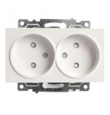 Розетка 2-местная с защитной шторкой (механизм) б/з, 250В, 10А, серия Катрин, GLS10-7113-01, белый  39573  STEKKER