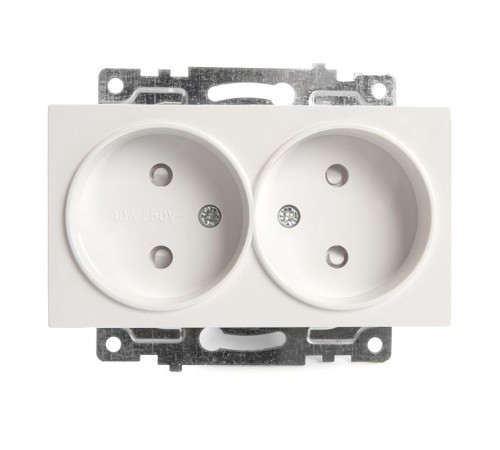 Розетка 2-местная с защитной шторкой (механизм) б/з, 250В, 10А, серия Катрин, GLS10-7113-01, белый  39573  STEKKER