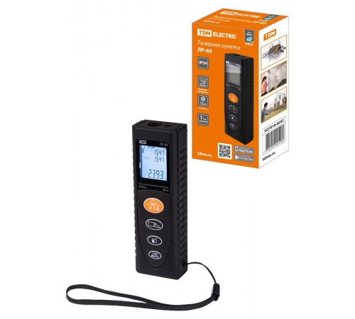 Лазерная рулетка ЛР-60, дальность 60 м, точность 2 мм, подсветка, IP54, 2хAAA, "Алмаз"  SQ1018-0202  TDM