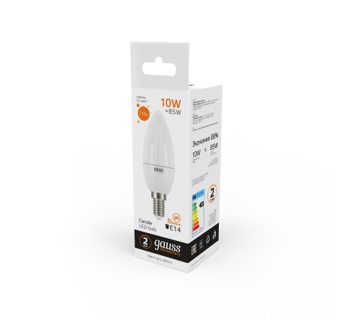Лампа светодиодная LED 10Вт E14 220В 2700К Elementary свеча  33110  Gauss