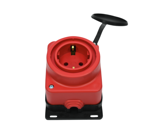 Колодка 1 гнездо 2К+З каучуковая 16А/250В IP44 Красная MultiSet  MST4403RD  SE