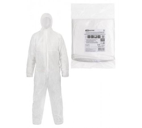 Комбинезон защитный одноразовый "Каспер Р40", на молнии, 40 г/м2, белый, разм. 52-54/170-176,  SQ1016-0321  TDM
